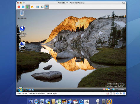 Parallels running Windows Vista